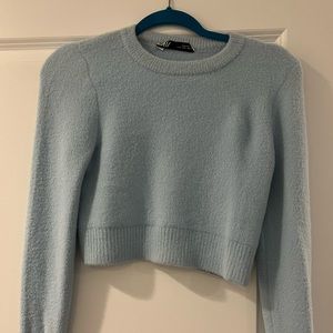Zara cropped fuzzy sweater - S - blue